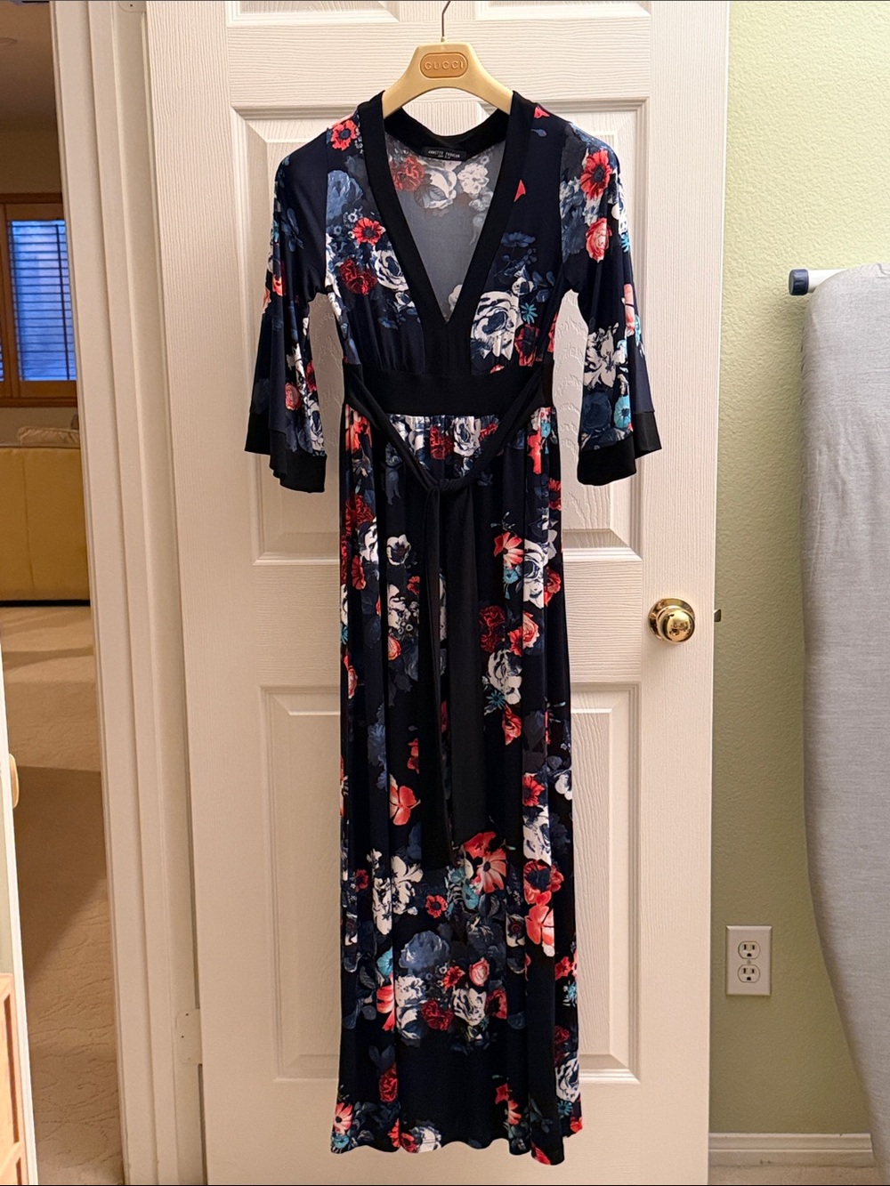 Floral Navy Wrap Maxi Dress with Tie Waist